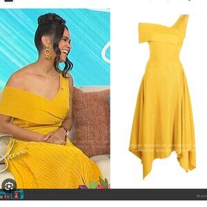 AZ Factory Sundance Asymmetric Maxi Dress Small Sunshine Yellow Knit Party